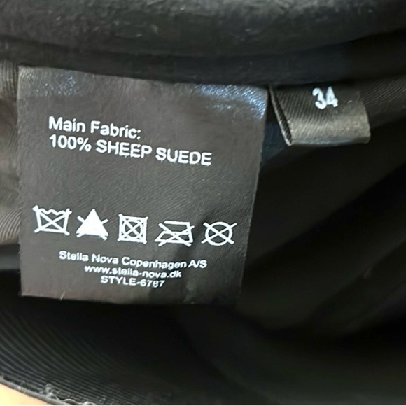 Stella Nova,Copenhagen, Luxury, Pure Sheep Suede,Straight Pants,Black,Size 34/4 - Picture 5 of 13